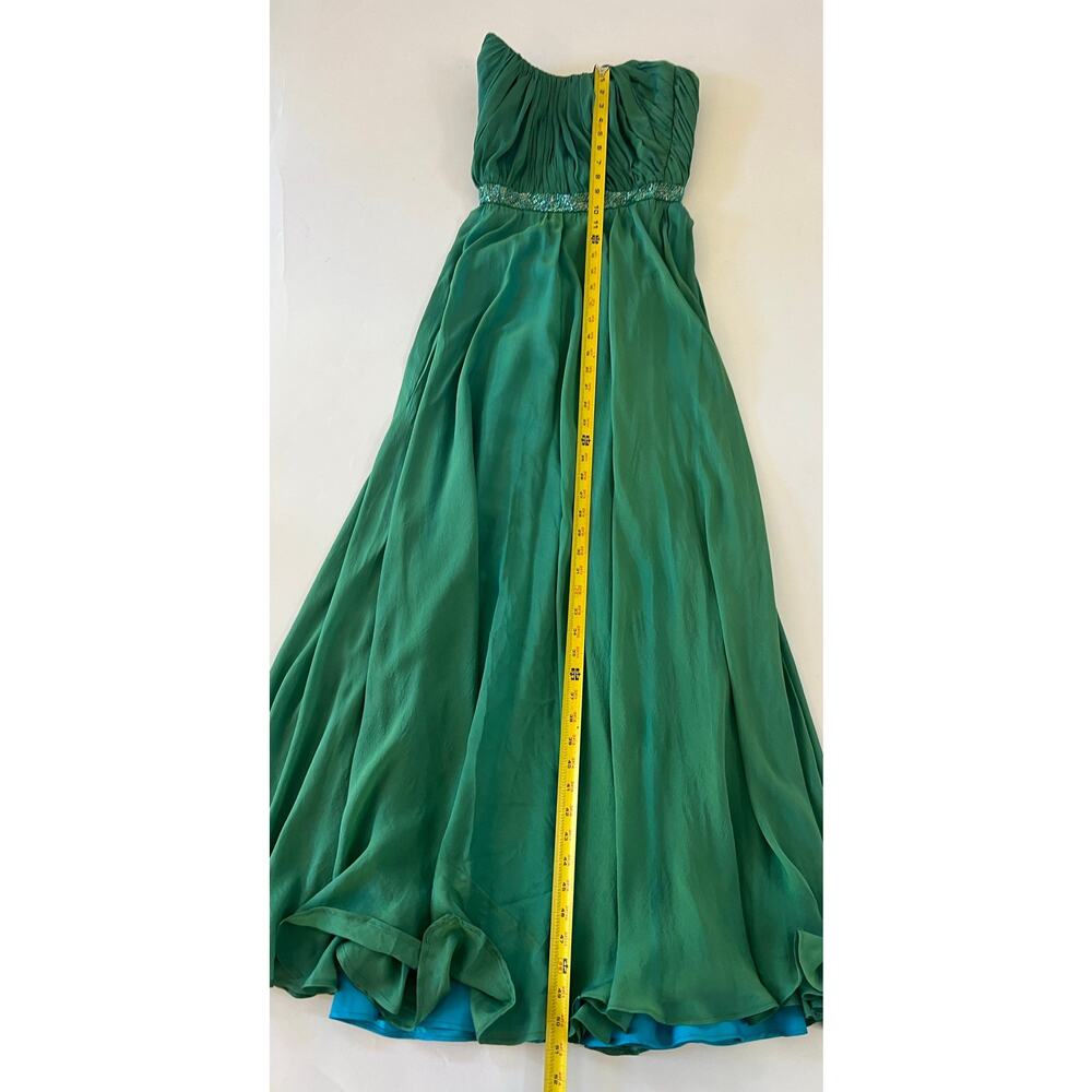 Badgley Mischka Strapless Maxi Dress Size 2 Teal Formal Event Prom Y2K Gala - Picture 4 of 16